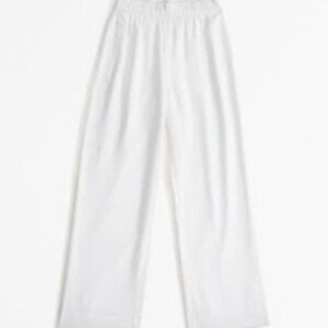 Abercrombie & Fitch White Linen-Blend Pull-On Pant
